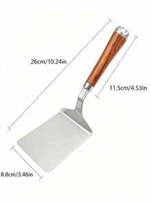 1 Cái Xẻng Nướng Bằng Thép Không Gỉ 430 Với Tay Cầm Gỗ - Xẻng Lật Nặng Dùng Cho BBQ, Bếp Nướng, Nấu Ăn Trên Bề Mặt Phẳng & Nướng Bánh Trong Bếp - A - Xem 2