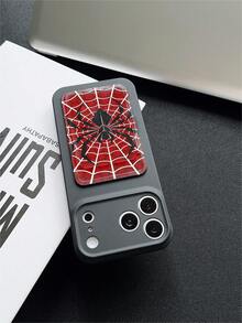 Spider Spiderweb Design Phone Case + Card Holder, Matte Edge, Suitable For Men And Women. Provides Comfortable Grip, Compatible With Various 17 Pro Max Phone Case Models, Including 16, 15, 14, 13, And 12 Series. - Black - View 4