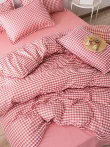 New Polyester Brushed Printed Duvet Cover 3 Pieces Set, Suitable For Bedroom Bedding - Baby Pink - View 5