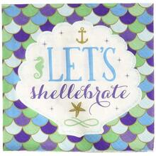 Amscan 511975 Luncheon Napkins | Mermaid Wishes Collection | 6.5\ X 6.5\ | 16 Pcs | Birthday, Multicolor - Napkin-lunch - View 2