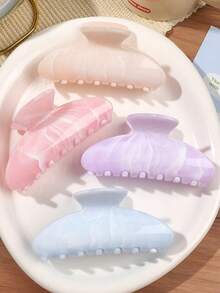 4pcs Macaron Gradient Color Hair Clips Set, Lightweight Acetate Plastic Hair Clips, Sweet And Minimalist Style Hair Accessories Suitable For Women And Girls. Macaron Gradient Dyeing Fresh And Healing, Arched Hair Clips Design Versatile For Daily Wear And Commuting Vacay Beach Claw Clips - Multicolor - View 1