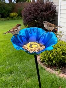 45.72cm 戶外鳥食碗，花園底座鳥食槽，創意庭院花卉裝飾，可拆卸且可調節，園藝裝飾 - A - 查看 8