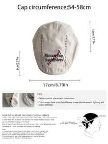 1 pieza Gorra de boina de estilo vintage con bordado de letra, boina de mujer para primavera y verano, sombrero de pintor literario - Multicolor - - Ver 3