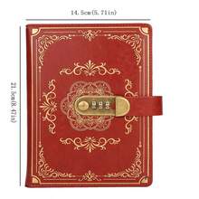 A5 Unisex Vintage Lock Diary Notebook With Password Lock, Creative Journal, Student Memo Book, Stationery Notebook School Supplies - A5 - View 7
