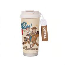 迪士尼玩具总动员胡迪和翠丝“出发吧！”图案保温咖啡杯，带腕带，不锈钢材质，带盖，双饮设计，经久耐用 - 彩色 - 查看 7