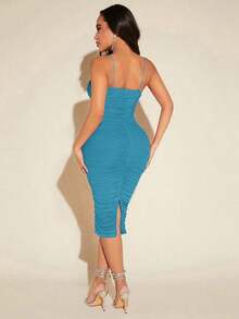 Women Midi Dresses - Biru - View 2