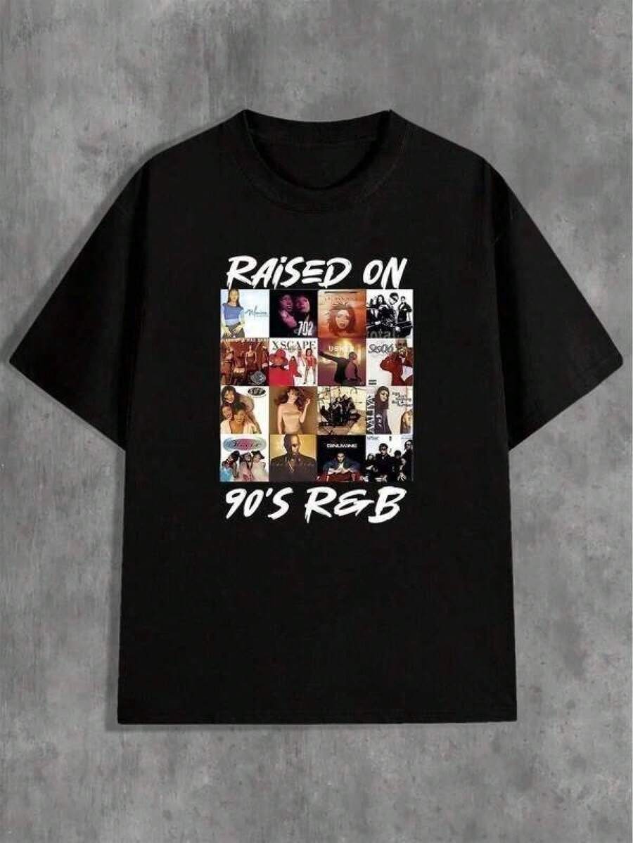 Camiseta unisex de manga corta con estampado gráfico, estilo casual, para hombre y mujer. - Negro - Ver 1