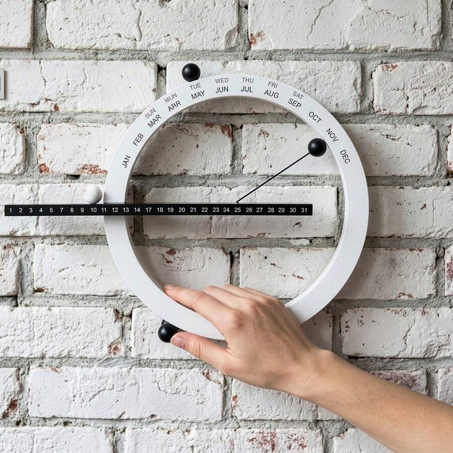 Adjustable Magnetic Perpetual Calendar Hand Operated Date Calendar Desktop Ornament - WHITE - View 1