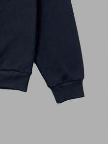 Men's Plus Size Solid Color Crew Neck Long Sleeve Casual Pullover Sweatshirt - Navy Blue - View 7
