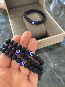 YAUKIA 8mm Men'S Lava Protection Bracelet , Black Obsidian & Hematite Healing Crystal Bracelet , Father'S Jewelry Gift - Multicolor - View 7