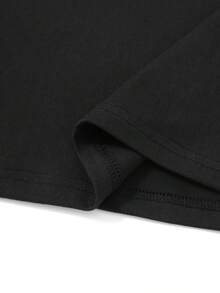 [Oferta Especial de Vacaciones]Camiseta de Manga Corta para Mujer con Estampado de Fútbol de la Eurocopa y Texto MOM, Cuello Redondo, Primavera/Verano - Negro - Ver 5