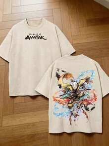 Local Warehouse Items Women's ClothesRetro-Style Street-Style Comic Book Anime T-Shirt, Double-Sided Fantasy Anime Graphic T-Shirt, Gothic Y2K Fashion Apparel, Otaku-Style Anime Washed Cotton Men's T-Shirt, A Gift For Anime Fans And Comic Book Lovers, Avant-Garde Casual Wear. Motif Women Clothes 100% Pure Cotton Anime T-Shirt, Street  And Playful Style. - Màu be - Xem 1
