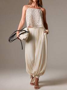 Women's Dot Print Tank Tops Summer Fashionable Sleeveless Loose Fit Sheer Camisole - Champán - Ver 3