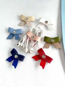 6pcs Bow Organizer, Suitable For Multifunctional Cable Storage Systems Such As Headphone Cables And Network Cables. Knot Style Fixed Buckle, Suitable For Office Desks, Headboards, And Travel Scenes, Is An Excellent Gift For Technology Enthusiasts - Multicolor - View 3
