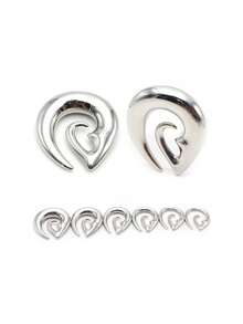 1 chiếc khuyên nong tai sụn hình xoắn ốc bất đối xứng hình tai bằng thép không gỉ 3-10mm, nút nong giãn lỗ tai, trang sức xỏ khuyên cơ thể - trắng - Xem 1
