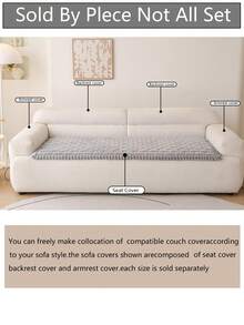 1pc All-Season Sofa Cushion Cover, Modern Minimalist Non-Slip Sofa Seat Protector, Dust-Proof And Washable Sofa Slipcover, Soft And Colorfast, Pet-Friendly, Fits L-Shaped And 1/2/3/4-Seat Sofas For Bedroom, Office, Living Room - Light Grey - View 6