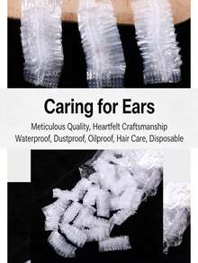100pcs Disposable Waterproof Ear Covers, Non-Tightening, Non-Falling, Thickened Transparent Ear Caps For Adults And Children, Waterproof And Leak-Proof, For Hair Washing, Bathing, Hair Dyeing, Swimming And Multi-Scenario Protection - Transparent - View 7