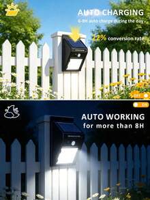 1pc LED Solar Motion Sensor Wall Light, Outdoor Solar Powered Security Light, 3 Lighting Modes Auto On/Off For Garden Yard Fence Garage Patio Street - Solar Wall Lamp - View 5
