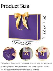 8 Or 4 Pack Black Gift Bags With Handles, 11 Inch Medium Size, Suitable For Birthday Party, Graduation Gift Packaging, Girlfriend Gift Packaging, Wedding, Gender Reveal Party And Party Gift Packaging (Purple) - Multicolor D - View 6