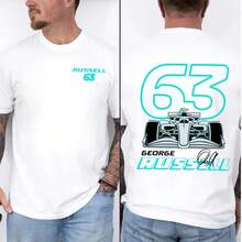 Camiseta de Carreras F1 de George Russell 63, Ropa para Fanáticos de la Fórmula Uno - Blanco - Ver 3