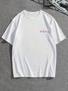 Men's Crew Neck Short Sleeve T-Shirt, Soft Breathable 100% Cotton Casual Top With "Vision" Purple Scorpion Flame Graphic, Machine Washable Urban Gothic Streetwear Tee, Ideal For Everyday & Festival Wear - 白色 - 查看 2