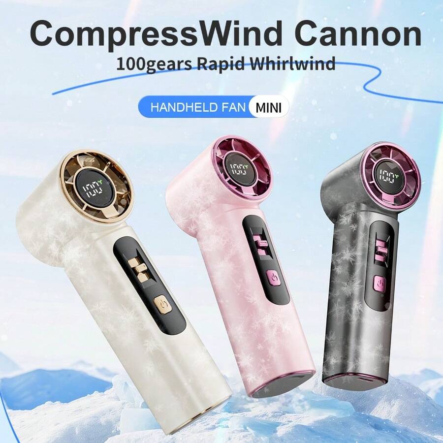 1pc M05 100-Level High Speed Handheld Fan, New USB Mini Portable Rechargeable Turbo Fan, 2000mAh