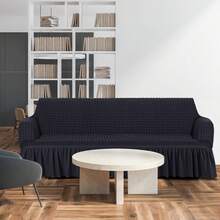 3-Piece Stretch Sofa Cover Set For Living Room. Sofa Cover. Stretch Sofa Cover Set For 1+2+3 Seater Sofas, Soft And Non-Slip Fabric, Stain-Resistant And Wear-Resistant Protector, Easy To Install And Washable, Elastic With Seersucker Skirt To Protect The Sofa From Cat Scratches, Ideal For Decorating The Living Room, Office, Or Bedroom. Local Warehouse. - 黑色 - 查看 3