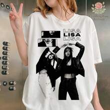New For 2026: Lisa Unisex Graphic T-Shirt, Suitable For Plus Sizes, Casual Style, Loose Fit - White - View 1