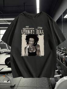 Artistic Portrait Of A Woman With An Afro Hairstyle Symbolizing Cultural Strength And Contemporary Female Empowerment. Men's T-Shirt, 100% Cotton, Comfortable And Modern. - 黑色 - 查看 1
