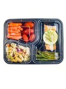 10/20/50pcs Kotak Makan Siang Bento Plastik Sekali Pakai 3 Kompartemen 30oz dengan Tutup, Aman untuk Microwave, Freezer, Dapat Ditumpuk, Grosir - MultiWarna - View 2