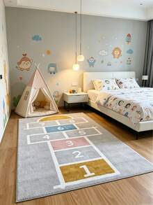 1PC, Playful Doodle Theme Rug, Perfect For Sweet Rooms, Full Of Girlish Charm And Energy, Suitable For Any Room; Decorative Rug, Bedroom Decor, Small Rug, Rug, Home Decor, Living Room Rug, Living Room Small Rug, Bedroom Rug, Living Room Home Decor, Outdoor Rug, Washable Rug - Multicolor - View 4