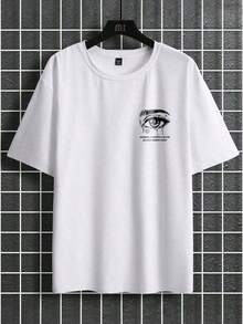 Manfinity Men's Short Sleeve Crew Neck T-Shirt With Letters And Eyes Graphic - White - View 5