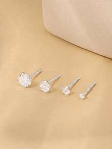 1件 2mm-5mm 925純銀直型L型鼻釘環 女款男款穿刺針身體飾品 低過敏性唇釘式推入式耳環 - 銀色 - 查看 9