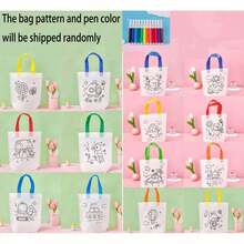 24/12/6pcs Reusable DIY Graffiti Non-Woven Shopping Bags - Carnival Animal Art Party Gift Bags, Colored Markers, Christmas And New Year Gift Wrapping And Storage, Party Supplies - Styles, Patterns And Rope Colors Random - Multicolor - View 9