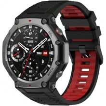 Compatible With  T-Rex 3, Replacement Silicone Watch Strap, Easy-To-Fasten Rubber For Watches And Smartwatches NO241104 - Black Red - 查看 9