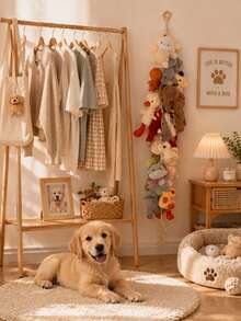 2pcs Plush Doll Hanging Storage Rack Set, With 40 Clips, Bohemian Style Stuffed Animal Doll Storage Rope, Suitable For Pet Room And Bedroom Decoration, Wall-Mounted Plush Doll Display Rack, Cute Pet Doll Storage Rack, Suitable For Dogs And Cats - one-size - View 5