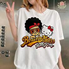 New For 2026: Retro Graphic X Hello Kittys T-Shirt, Unisex, Fits Plus Sizes, Casual And Oversized. - White - View 6