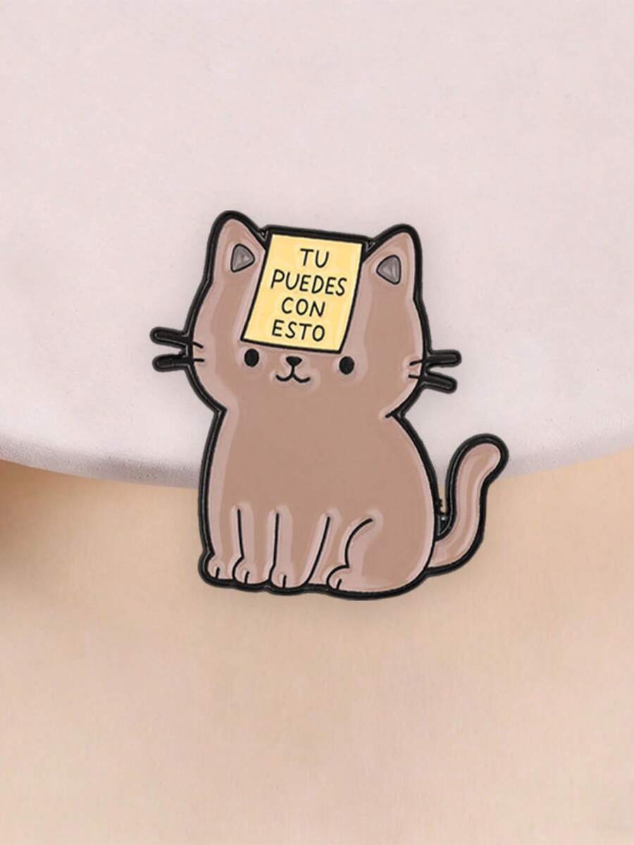 "Tu Puedes Con Esto" Cat Enamel Pin, Spanish Encouragement Brooch, Unique Gift Idea, Perfect Accessory For Animal Lovers
