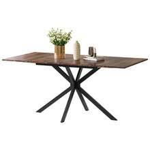 Luxstein Extendable Dining Table And Chairs Set Of 4, Concrete Effect Rectangular Table With Upholstered Linen Chairs For Dining Room, Kitchen - Wood Grain Dining Table + Black PU Dining Chairs - View 7