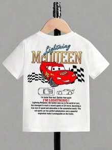 Disney Cars Lightning McQueen Kids' Tee, Double-Sided Print Cool Kids' Wear - White - View 2