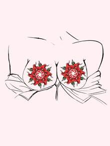 STARTTOOS 性感魅魔胸部纹身贴纸 - Y2K 红色乳贴，曼陀罗花纹，DIY 嘉年华、音乐节、派对、节日礼物，防水逼真临时纹身贴纸 - 彩色 - 查看 2