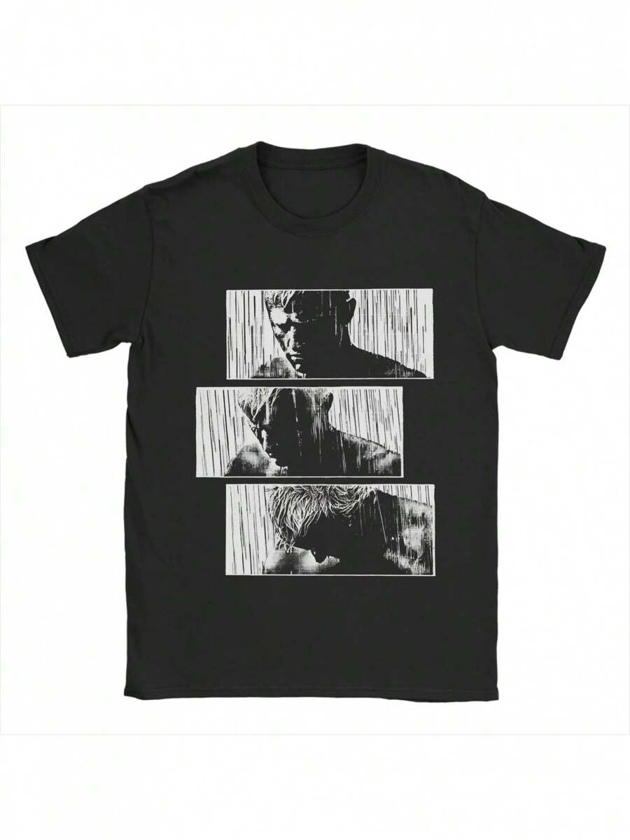 Camiseta de verano para hombre con diseño de Blade Runner, corte holgado y cuello redondo, perfecta para un estilo Harajuku. - Negro - Ver 1