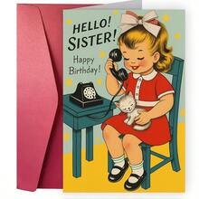 OBOVAY 1pc Vintage Sister Birthday Greeting Card, Suitable For Sisters, Nostalgic Cute English Blessing Card, Birthday Wishes For Sisters, Applicable For Birthday Occasions - A - View 8
