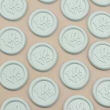 20pcs Heart Pattern Self-Adhesive Wax Seal Stickers, Suitable For Gifts, Wedding Invitation Envelopes Sealing - LOVE-cyan - View 5