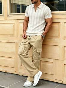 Herren Strick-Polo Old Money Stil locker geschnitten Pendeln Wandern Fitness vielseitiges Outfit Set, Frühling/Herbst - Verschiedenfarbig - Übersicht 2