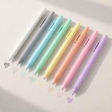8 piezas Bolígrafos de colores suaves y neutros, Body de goma, tacto suave, adecuados para diario, scrapbook, esenciales para volver a la escuela - Multicolor - Ver 8