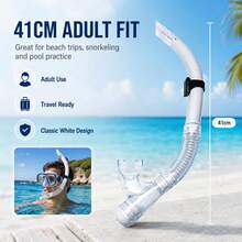 1pc Semi-Dry Anti-Water Flower Design Curved Transparent Soft Tube, Solid Color Patchwork, PVC Material, Drainage Valve Design, Suitable For Beach Travel Snorkeling - White - View 8