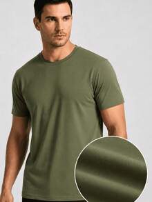 Set Of 2 Short-Sleeve Egyptian Cotton T-Shirts - Navy and Military Green - View 3