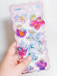 兒童手工獎勵 3D 水晶動態貼紙 星形寶石 兔子企鵝裝飾貼紙 創意手工材料 - 彩色 - 查看 3
