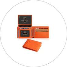 Wallet For Men Slim Rfid Leather 2 ID Window With Gift Box Slim, Rfid, 2 ID Window, With Gift Box, Slim, Rfid - Palm-orange - View 8